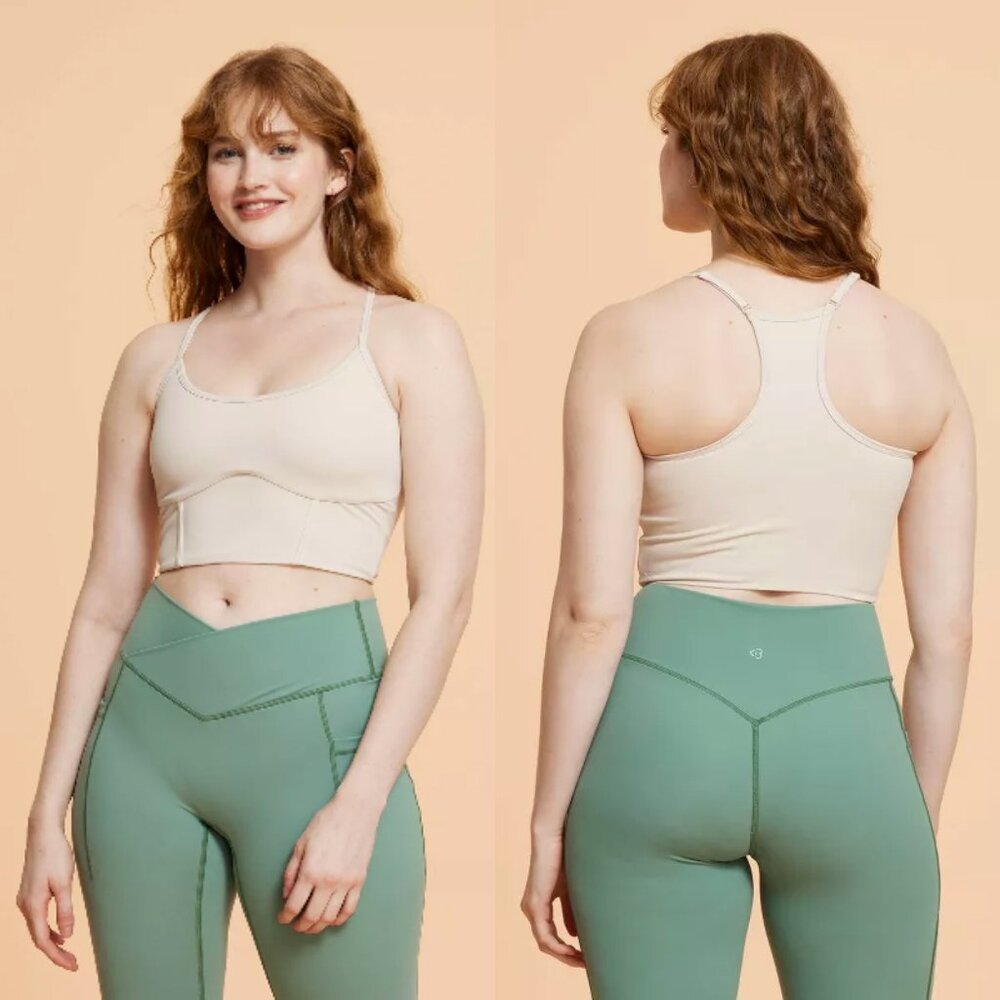 Blogilates Corset Cropped Bralette, Beige, XL